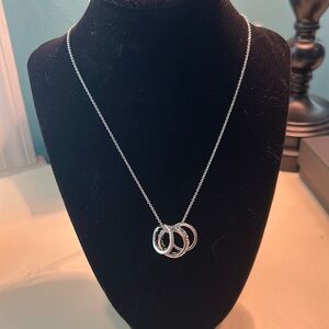 Coach Silver Signature Metal Logo & Eternity Pave Necklace